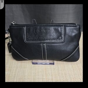 Coach Leatherware Wristlet with White Stitching